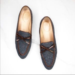 J. Crew Gray Wool Academy Flannel Loafers Size 9.5